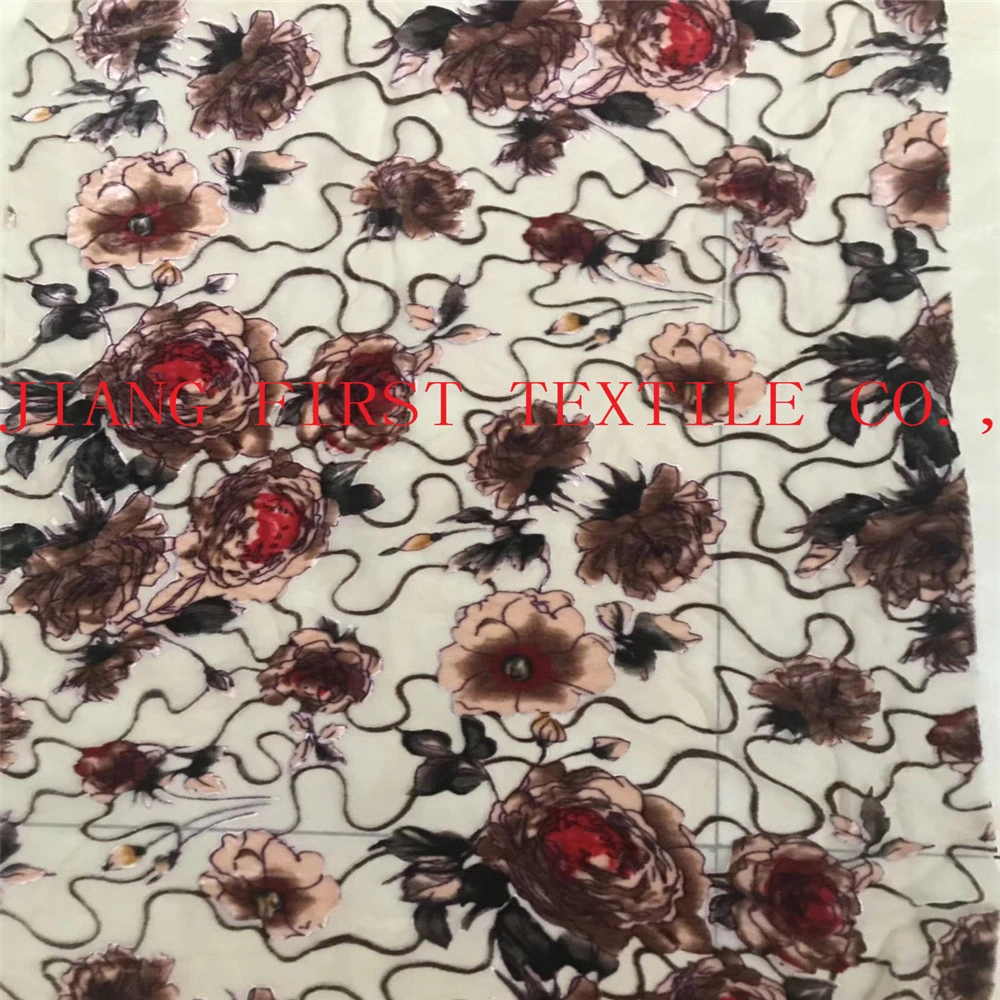 Hot Sales Customized Production Fast Delivery Competitive Price Ready Sample Silk Velvet Fabric Velvet Velour Burn out Fabric