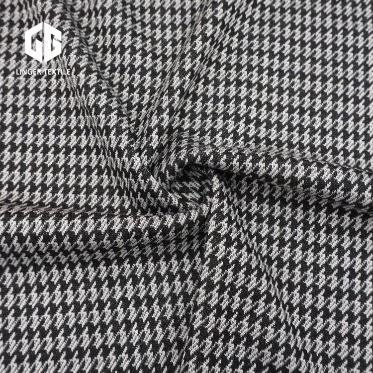 Cotton Nylon Polyester Houndstooth Jacquard Fabric for Knit Clothes